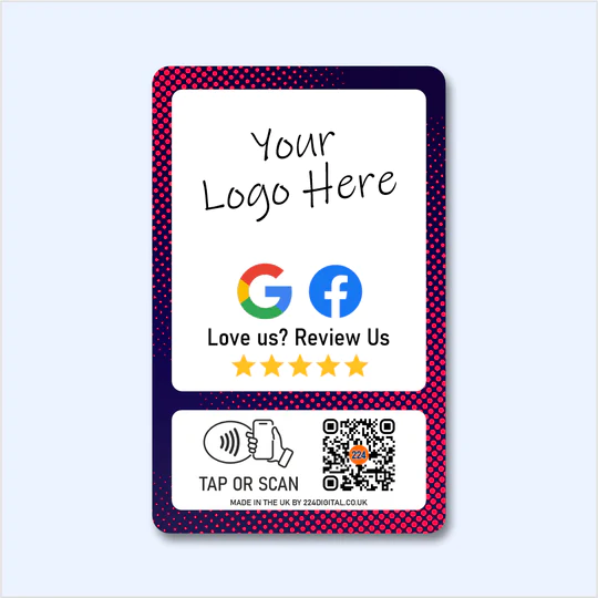 Google & Facebook Review & Follow Card - Tap and Scan