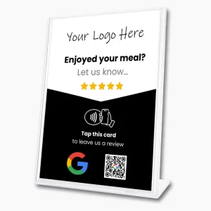 Google Restaurant Review Sign - Custom Branded - Tap Or Scan