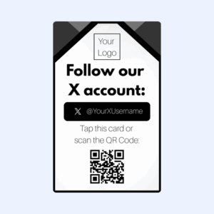 Follow Us On X Tap & Scan Card